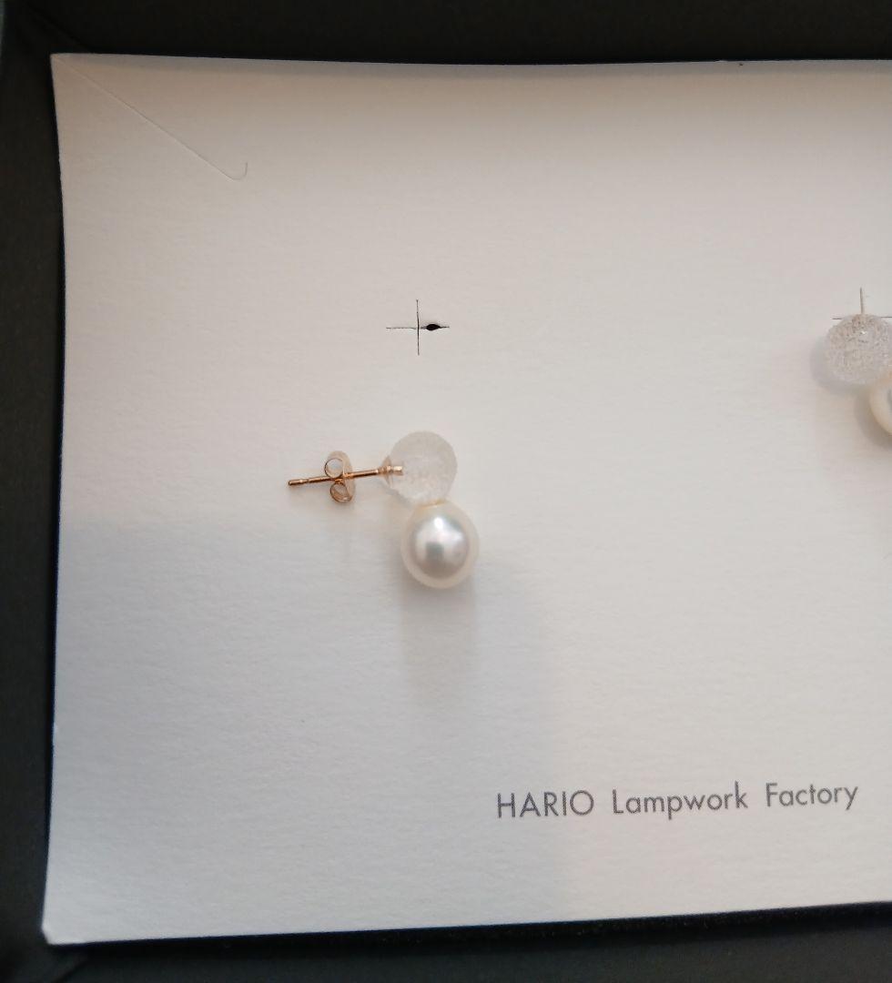 HARIO Lampwork Factory ピアス スノーパール K10