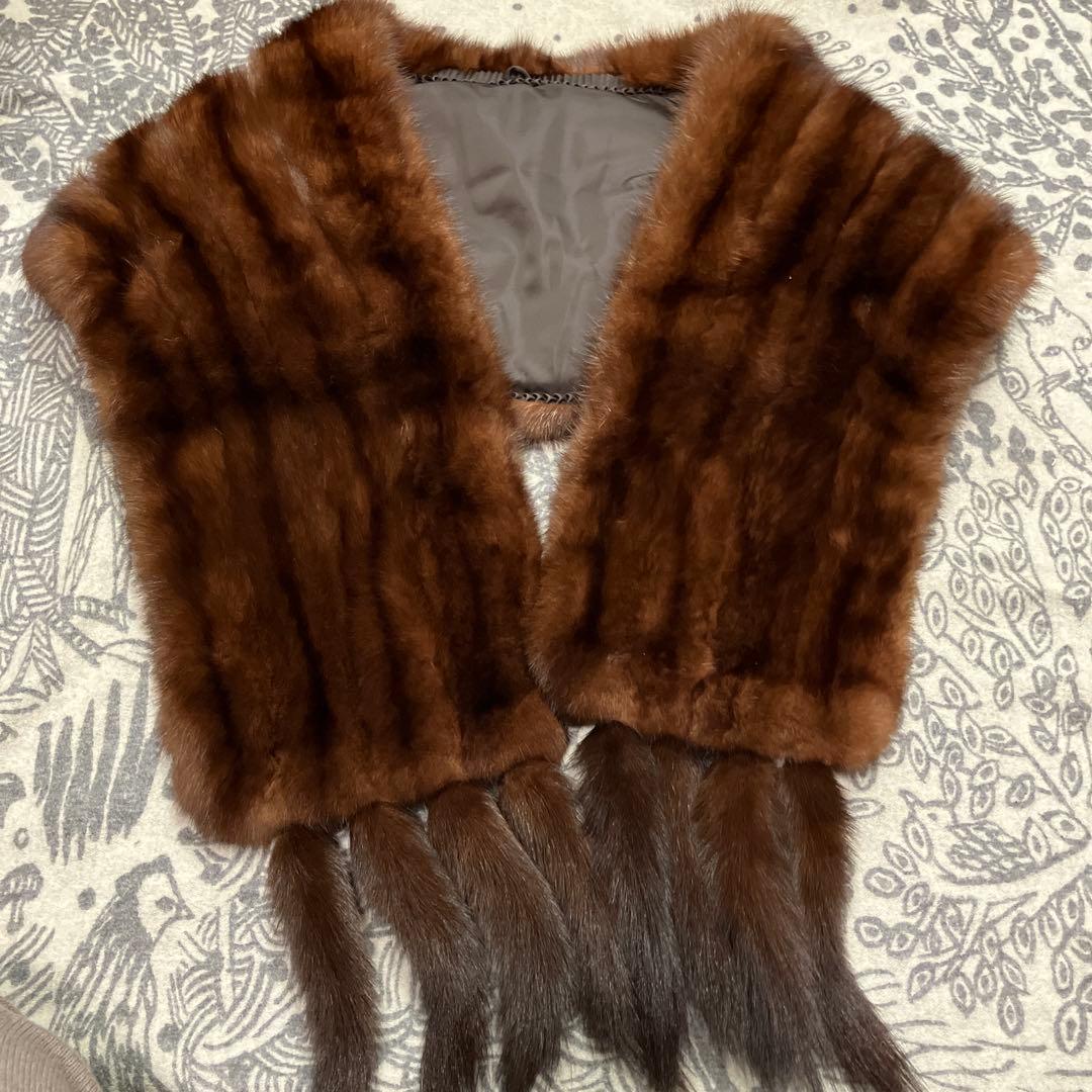 美品セーブル 大判ショール 34×186㌢位