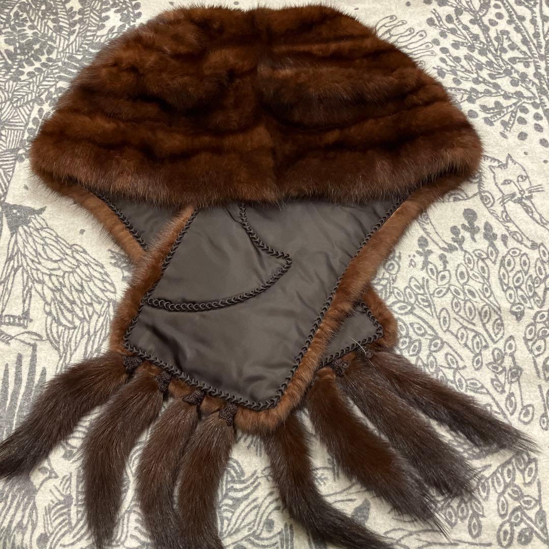 美品セーブル 大判ショール 34×186㌢位