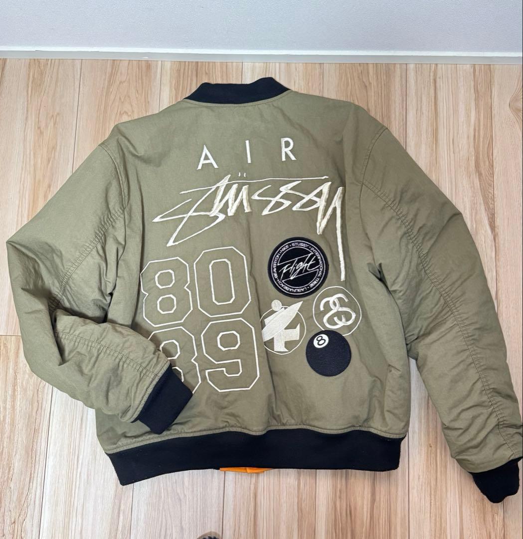 Stüssy MA-1ジャケット オリーブ Nike コラボ　クリーニング済み