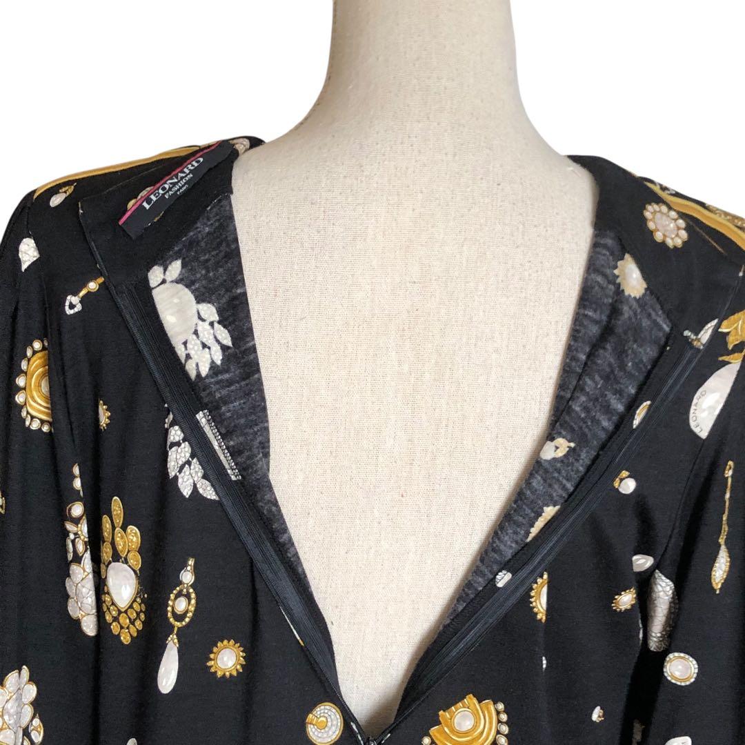 LEONARD⭐️レオナール ジュエリー柄 ワンピース ロング Lサイズ ブラック