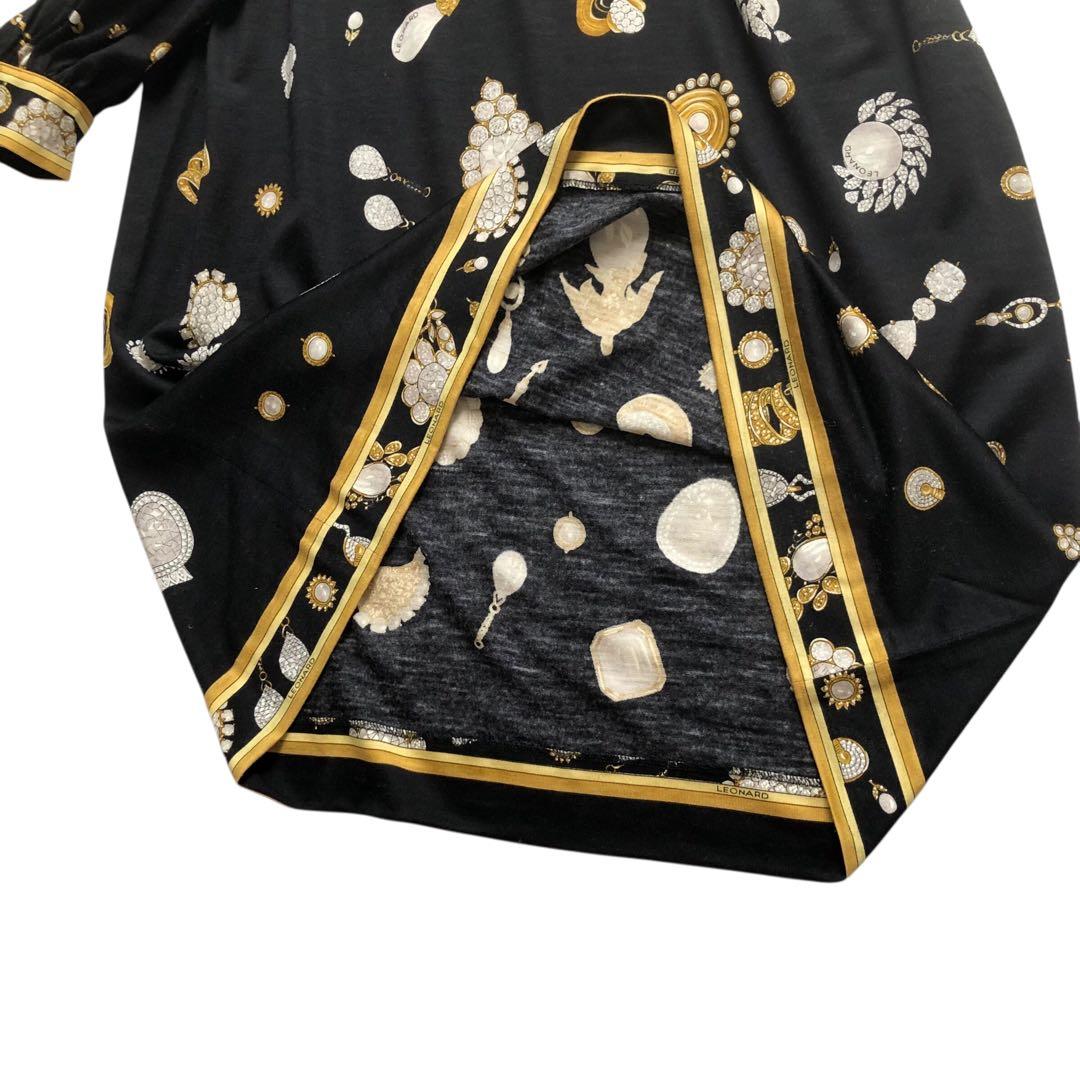LEONARD⭐️レオナール ジュエリー柄 ワンピース ロング Lサイズ ブラック