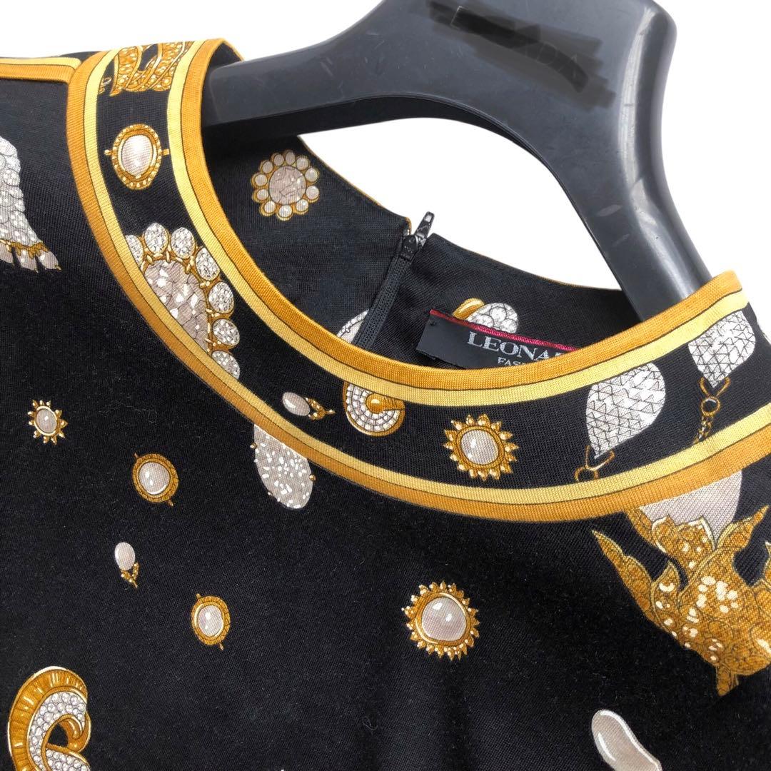 LEONARD⭐️レオナール ジュエリー柄 ワンピース ロング Lサイズ ブラック