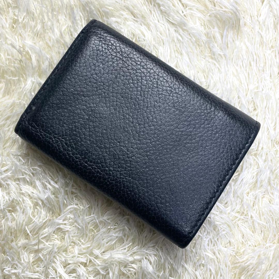 バレンシアガ エブリデイ 三つ折り財布 コンパクト シボ皮 ブラック