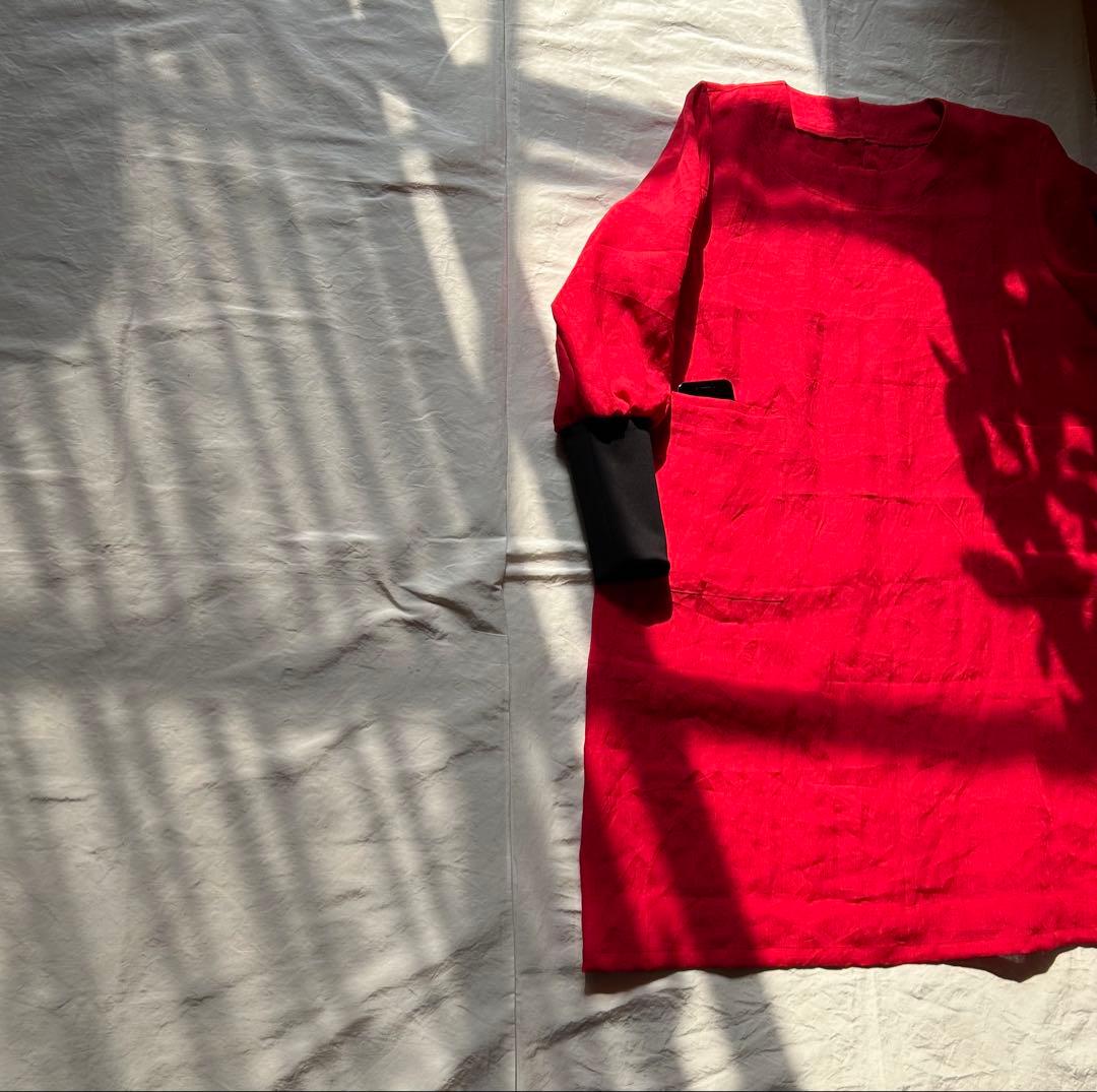 【なないろ（プロフ必須） ページ】linen ＊リブ袖口かっぽう着ワンピ