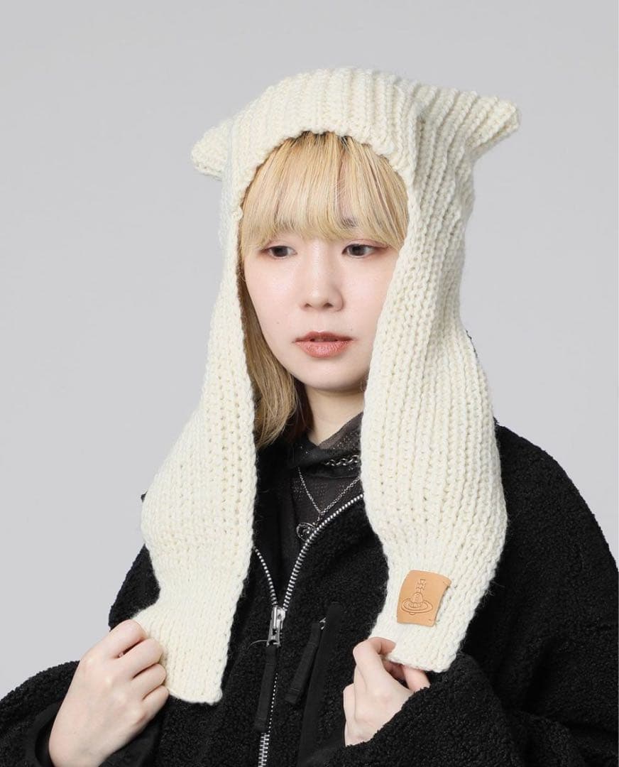 美品♡Vivienne Westwood♡キャットイヤーフラップニット猫耳帽子