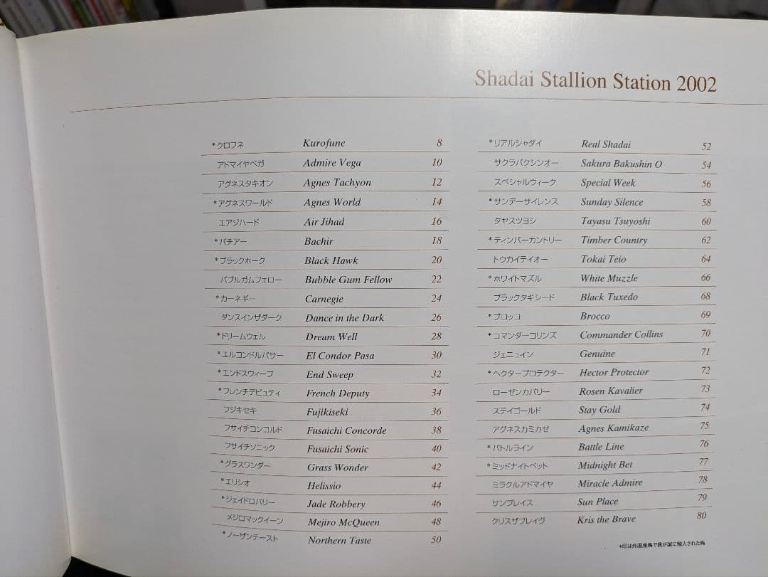 「社台スタリオンＳ種牡馬カタログ 2002年版 ウマ娘登場名馬多数掲載」