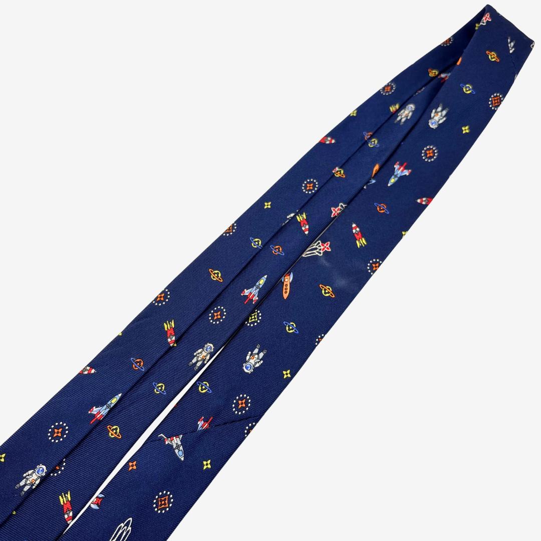 ピンク様LOUIS VUITTON シルクネクタイ 宇宙柄 モノグラム ネイビー