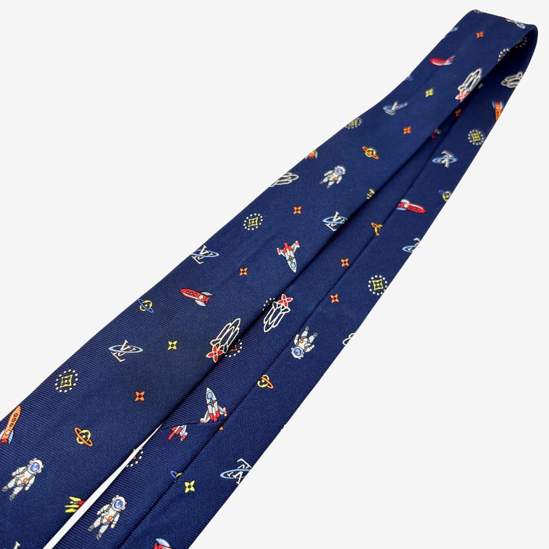 ピンク様LOUIS VUITTON シルクネクタイ 宇宙柄 モノグラム ネイビー