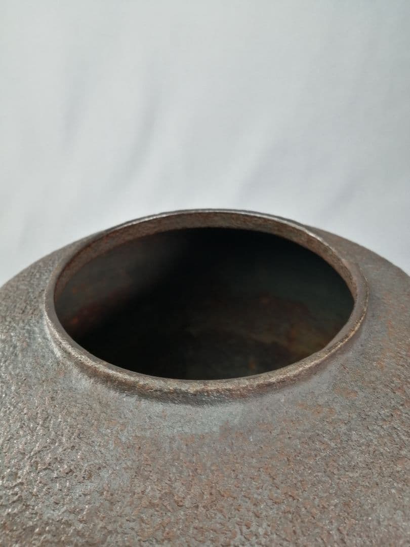 【茶事具】角谷一圭造　丸釜　茶釜　釜385