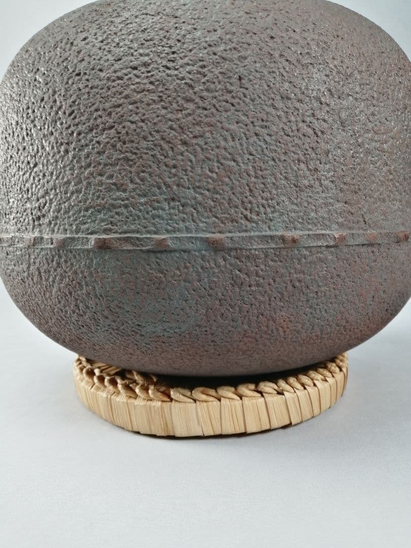 【茶事具】角谷一圭造　丸釜　茶釜　釜385