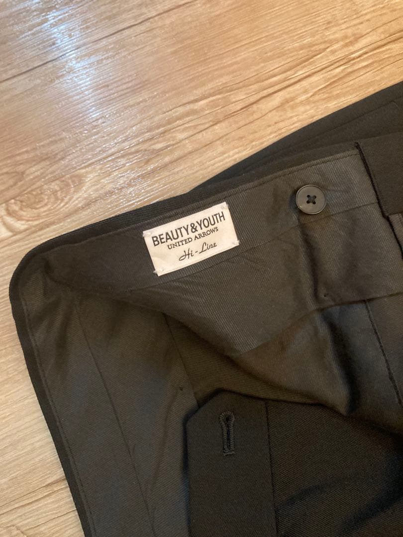 BEAUTY&YOUTH HI-LINE ウーステッド スラックス1P サイズL