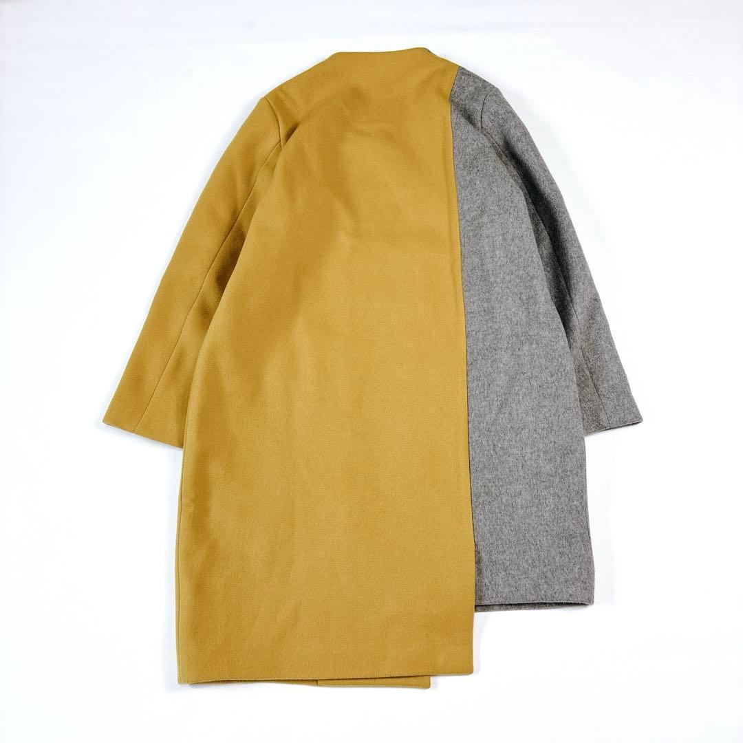 未使用級✨アンスリード ウールバイカラーコート M アシンメトリー ノーカラー