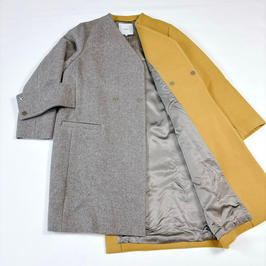 未使用級✨アンスリード ウールバイカラーコート M アシンメトリー ノーカラー