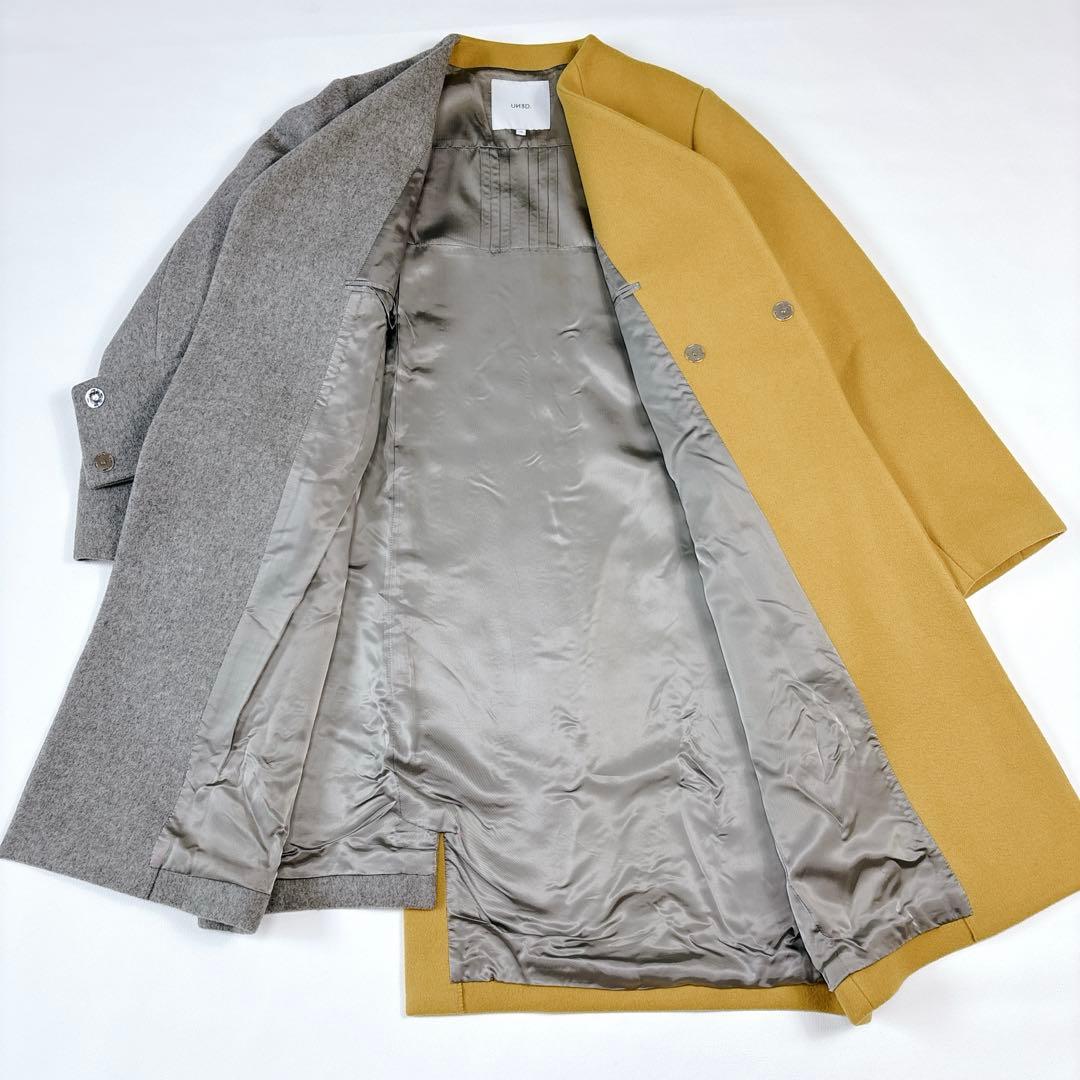 未使用級✨アンスリード ウールバイカラーコート M アシンメトリー ノーカラー