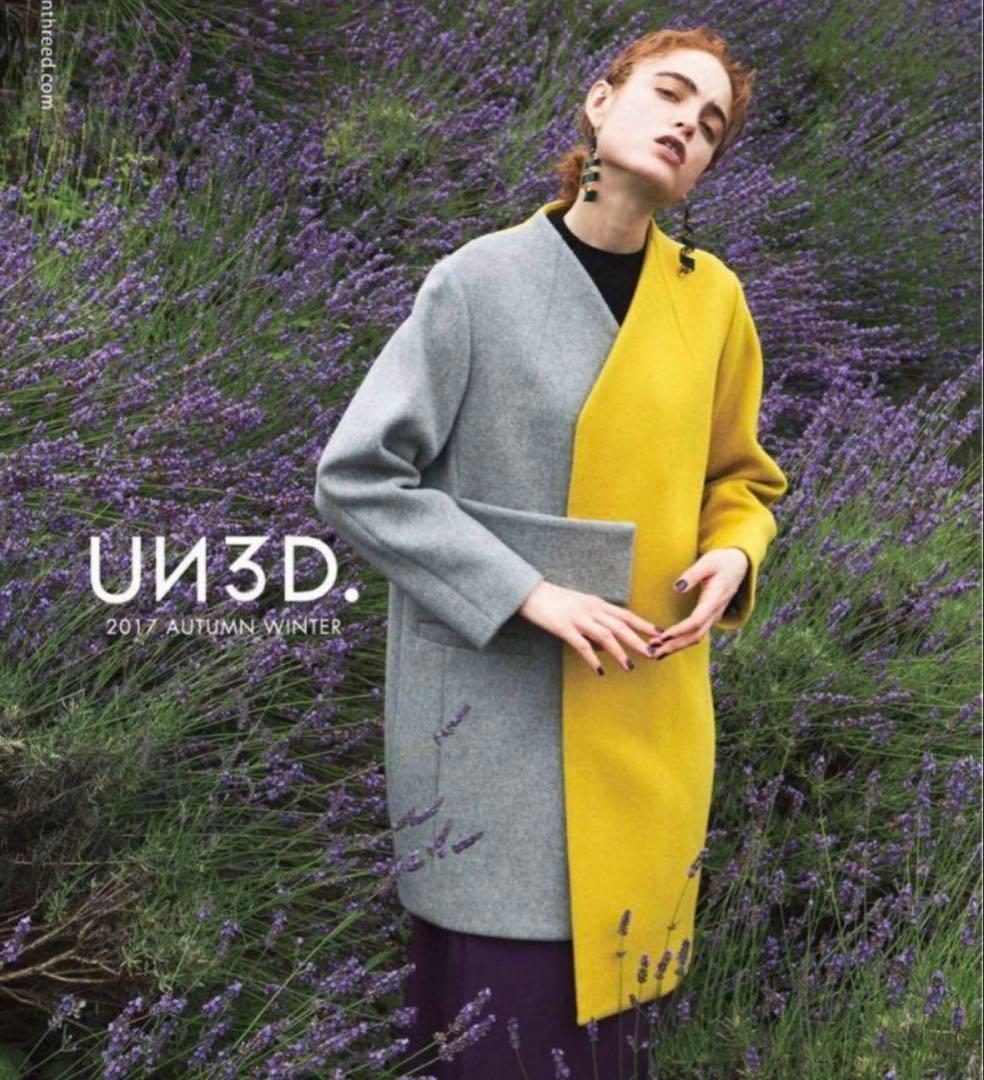 未使用級✨アンスリード ウールバイカラーコート M アシンメトリー ノーカラー