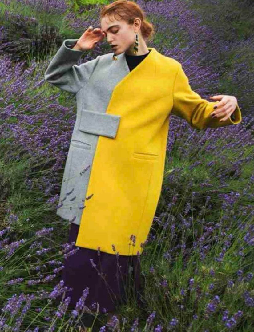 未使用級✨アンスリード ウールバイカラーコート M アシンメトリー ノーカラー