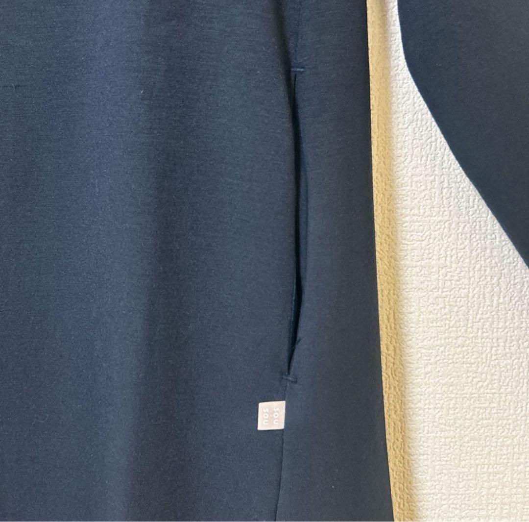 【新品 未使用】タグ付き ソウソウsou sou ワンピース ミモレ丈 ネイビー