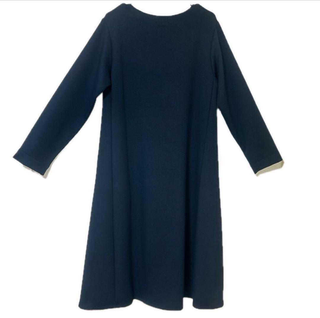 【新品 未使用】タグ付き ソウソウsou sou ワンピース ミモレ丈 ネイビー