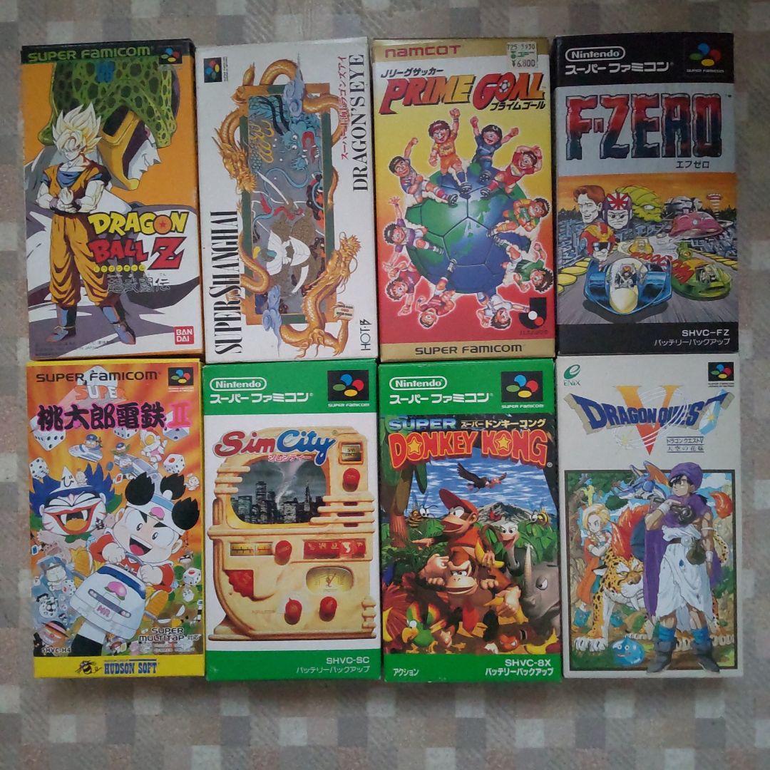 スーパーファミコン　人気ゲームソフト　8本　箱、同梱物有り、美品