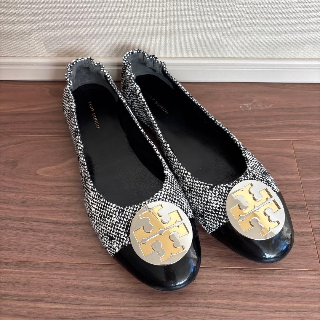 【本日限定お値引き中】トリーバーチ　ツートン　ツイードバレエシューズ