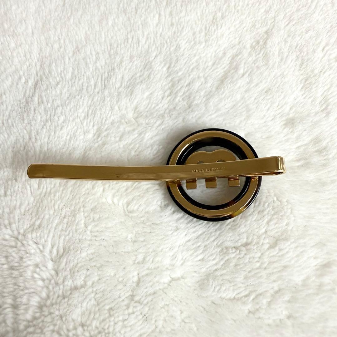 レア　美品　miumiu ミュウミュウ　べっ甲　ラインストーン　ロゴ　ヘアピン