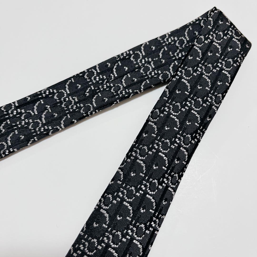 美品 ディオールオム ネクタイ ハイブランド トロッター柄 光沢 ジャガード織り