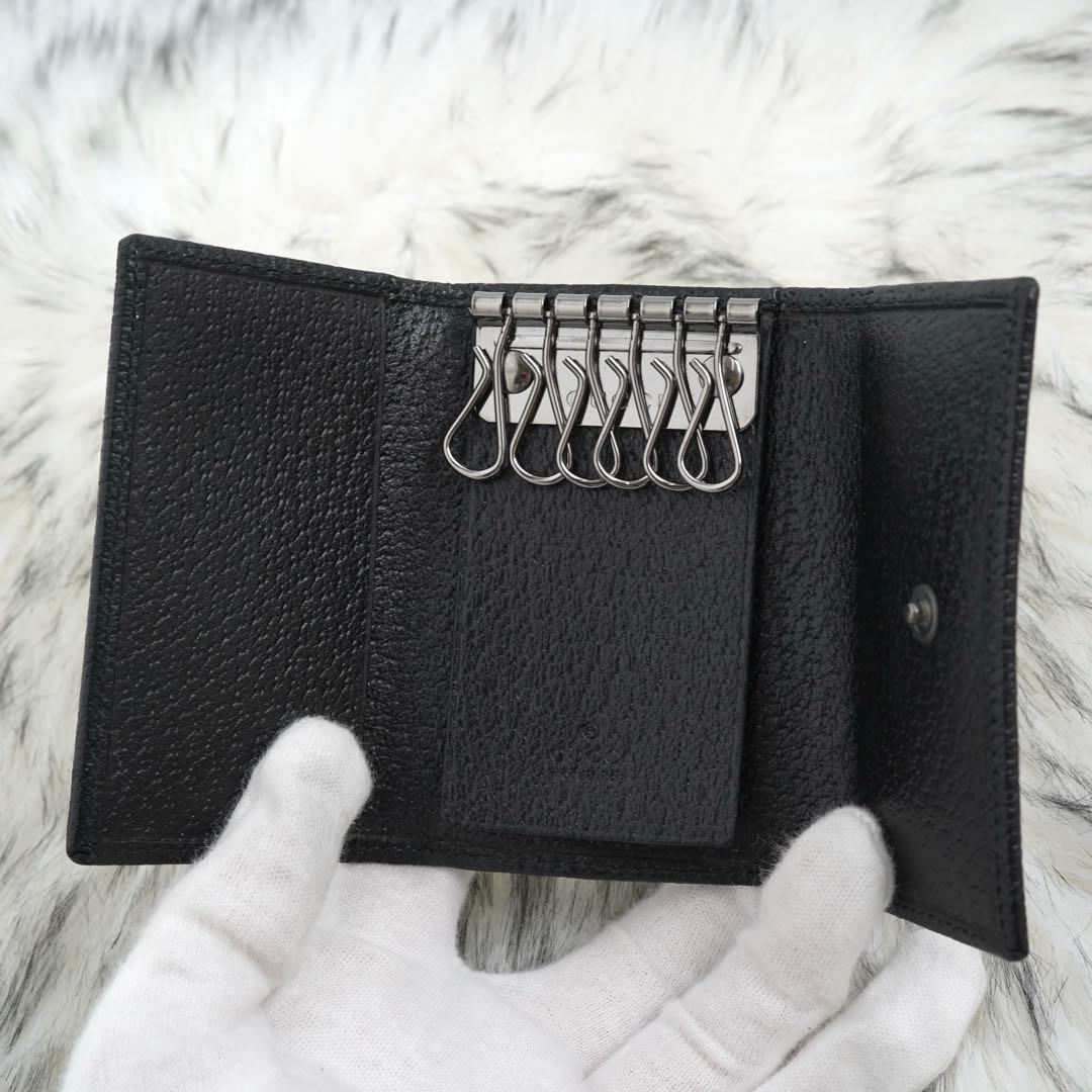 未使用品　箱付き　GUCCI グッチ　キーケース　GG柄　ロゴグラム　ブラック