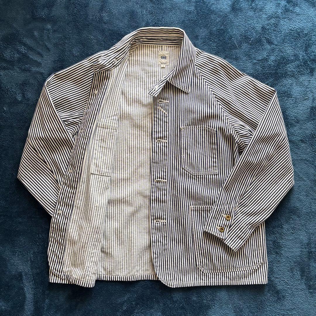 美品 FOB FACTORY F2410 ヒッコリー カバーオール L