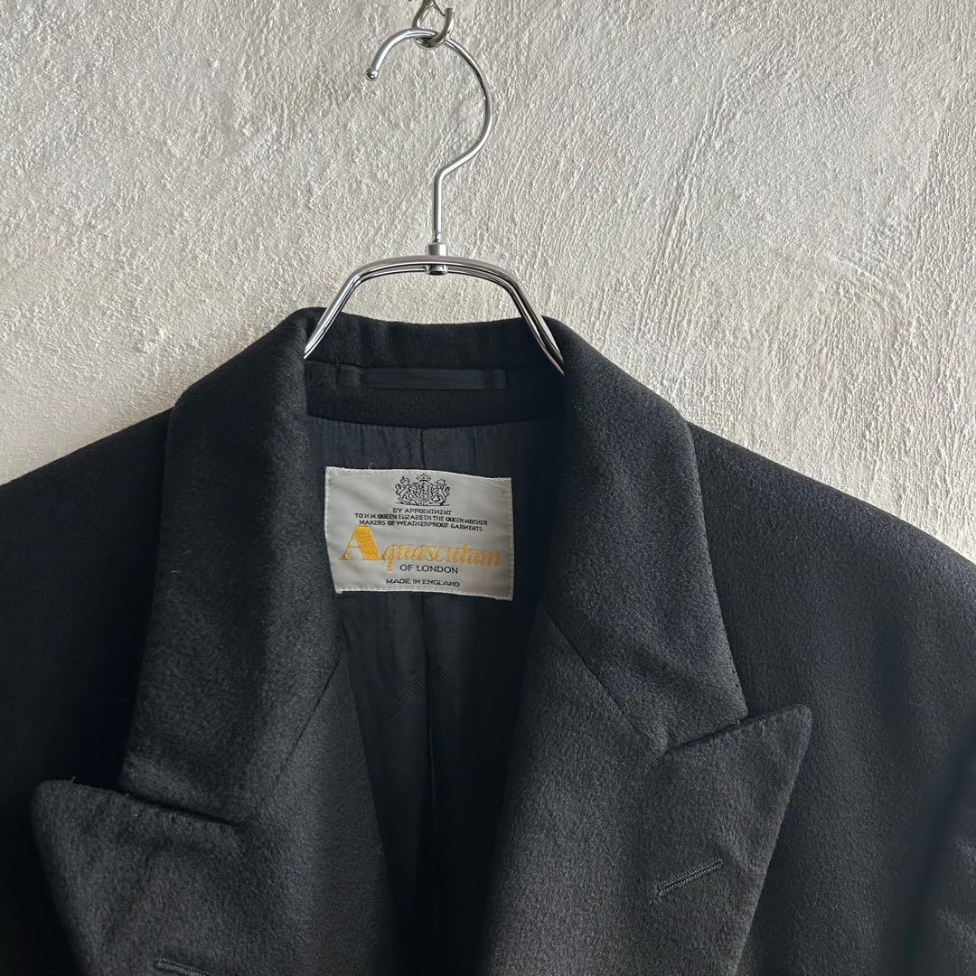 80S Aquascutum カシミヤ ダブル チェスターコート