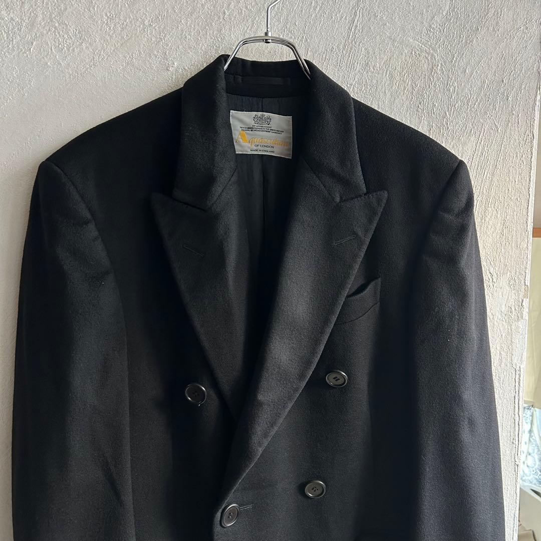 80S Aquascutum カシミヤ ダブル チェスターコート