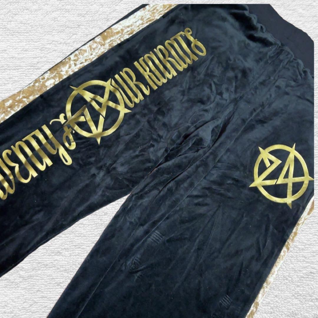 レア✨24カラッツ ベロア ジャージ セットアップ ブラック × ゴールド XL