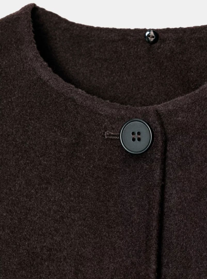 年内12/24迄　ZARA　ウールショートスカーフコート　Lサイズ　ブラウン