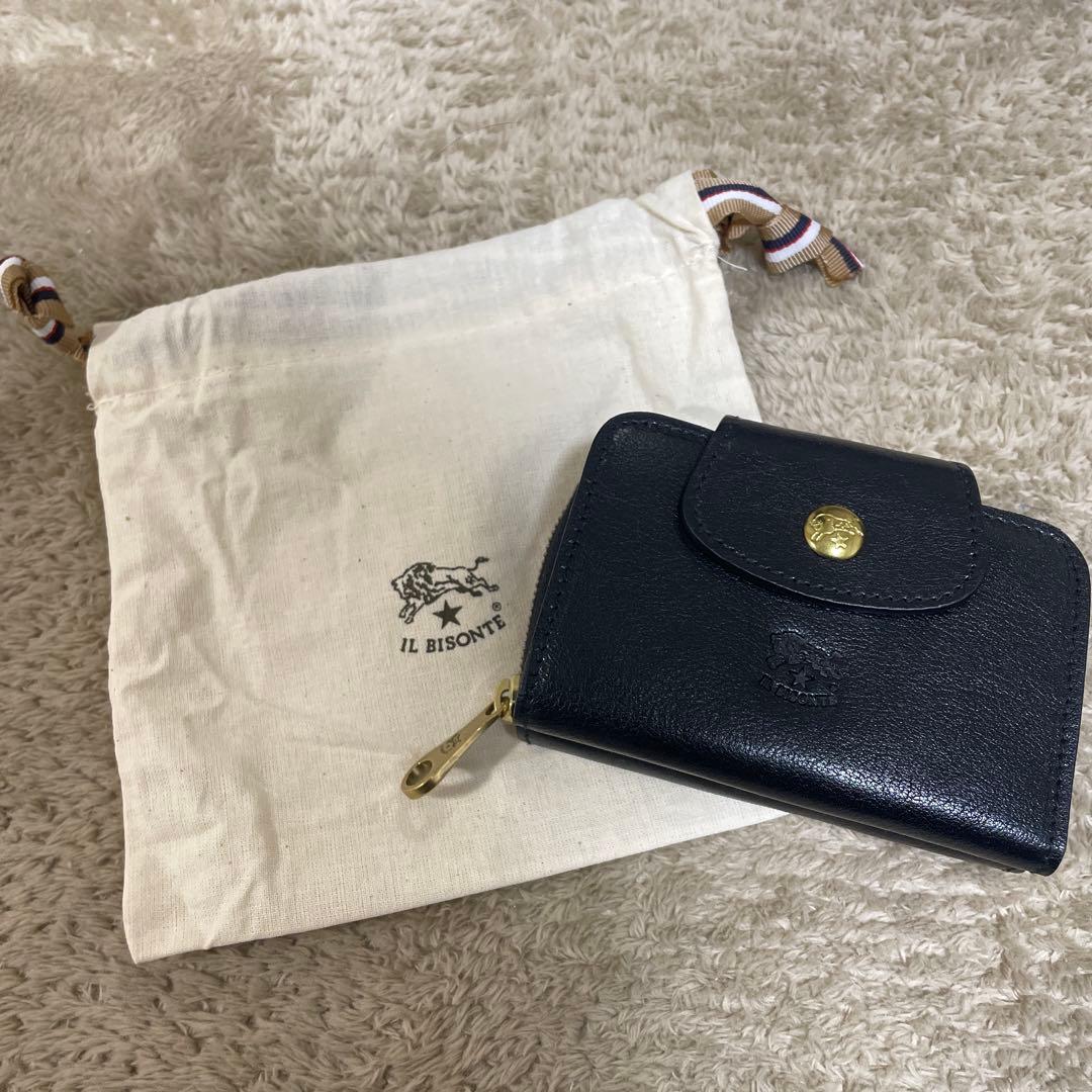 【新品】IL BISONTE 黒 レザー 小銭入れキーケース財布