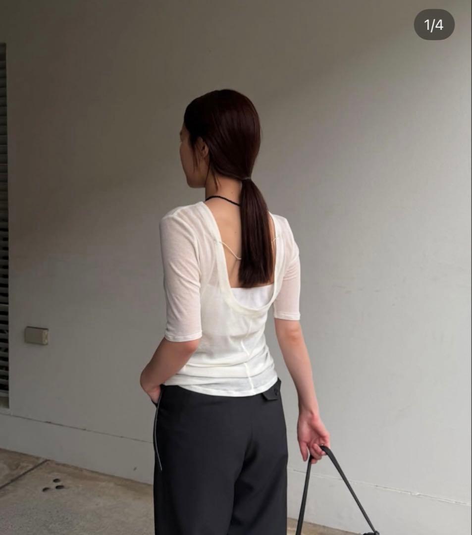 トップス enof sheer cotton back open top 25ss