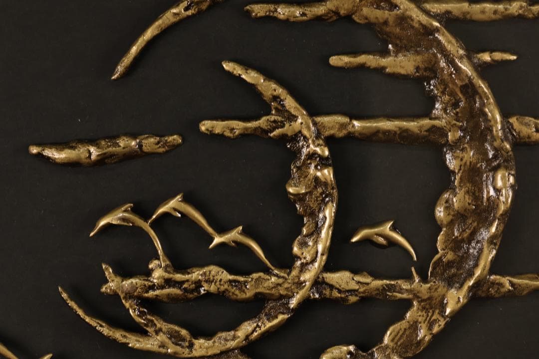 【真作】　蓮田修吾郎　「 月夜の入鹿 」　黄銅レリーフ　サイン　額装　BK100