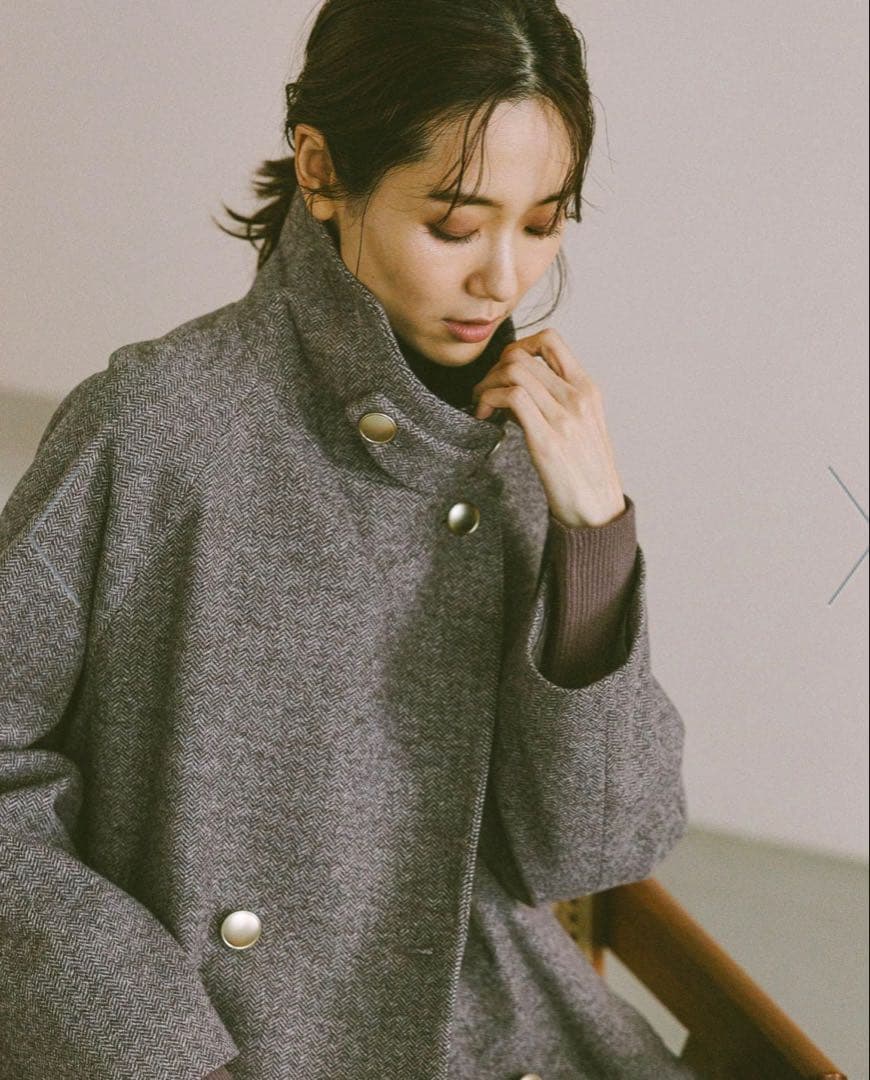 今期完売品★軽やかストレッチ襟2WAY ミドルコートL /GLOBAL WORK