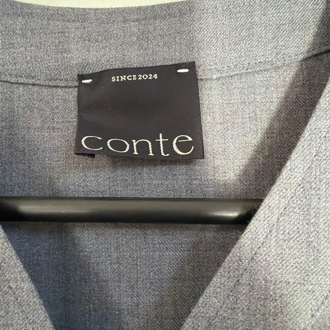 conte グレー サロペット Vネック オールインワンパンツ