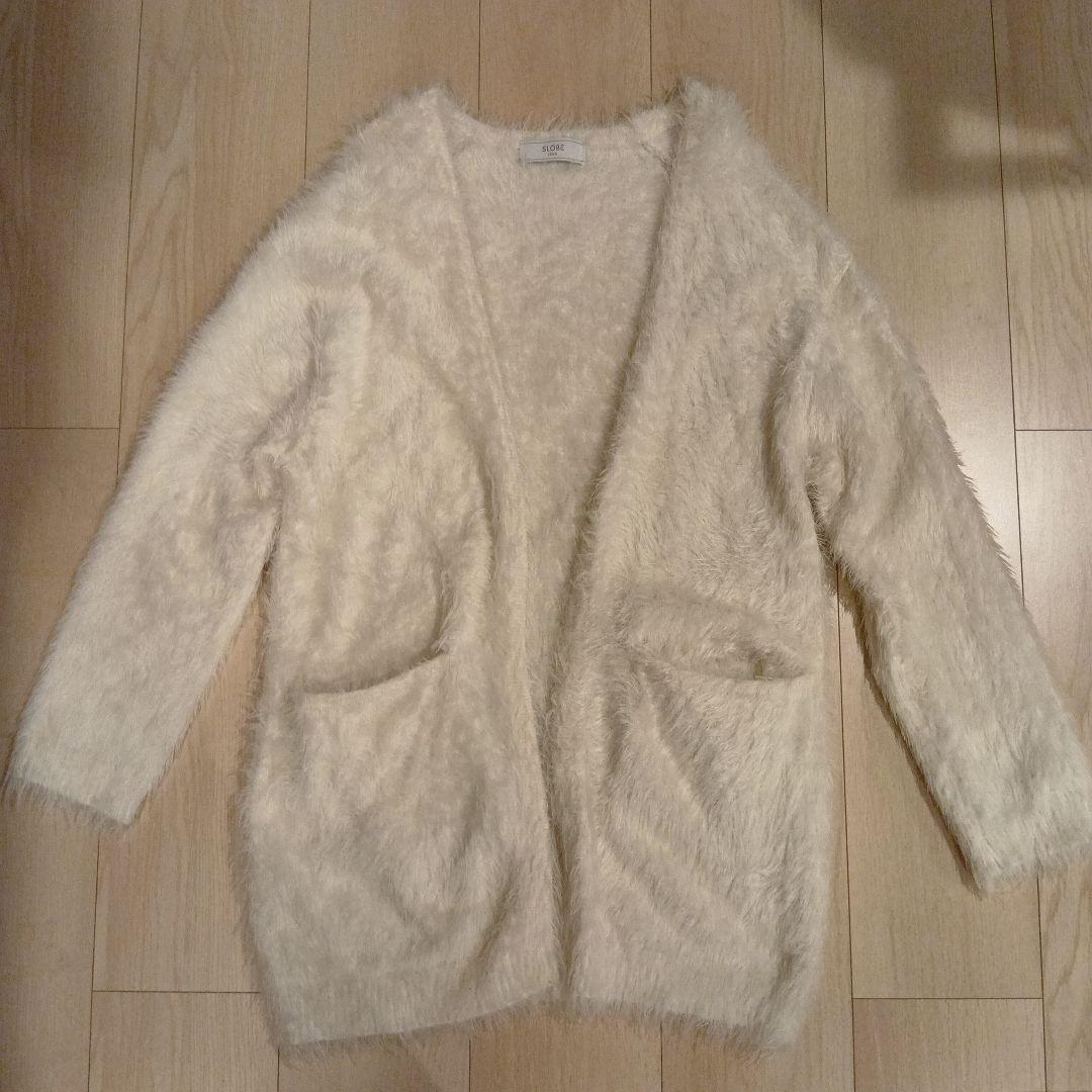 専用IENA 二重織り シャルムフード付きコクーンコートネイビー＆シャギーニット