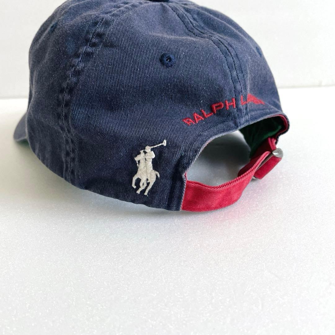 希少レア　人気POLO SPORT キャップ 星条旗 ヴィンテージ　ナス紺　刺繍