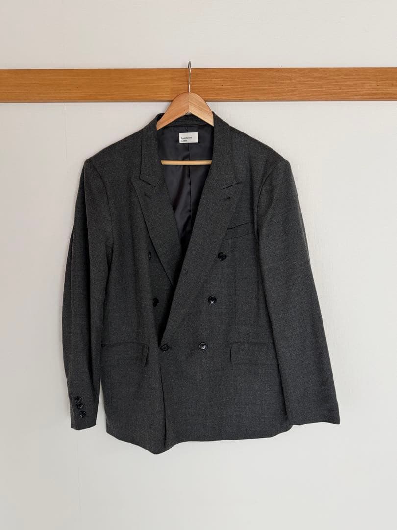 ダークグレー ダブルブレスト テーラードジャケット セット　スラックス