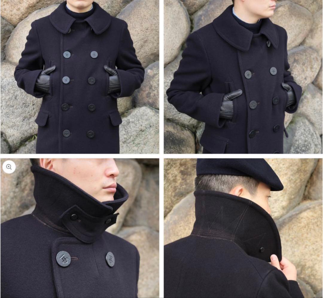 【美品】ANATOMICA ネイビー ウールピーコートロング