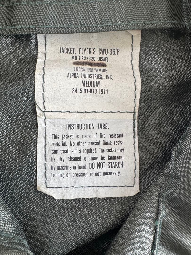 ヴィンテージAlpha アルファCWU-36/P フライトジャケット M