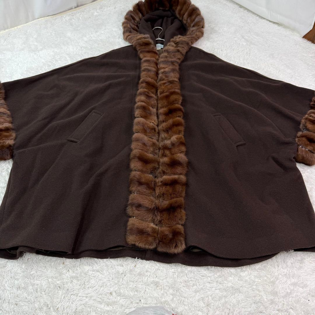 ポンチョ リアル ファー Clips Wanda Mode ウール アンゴラ混