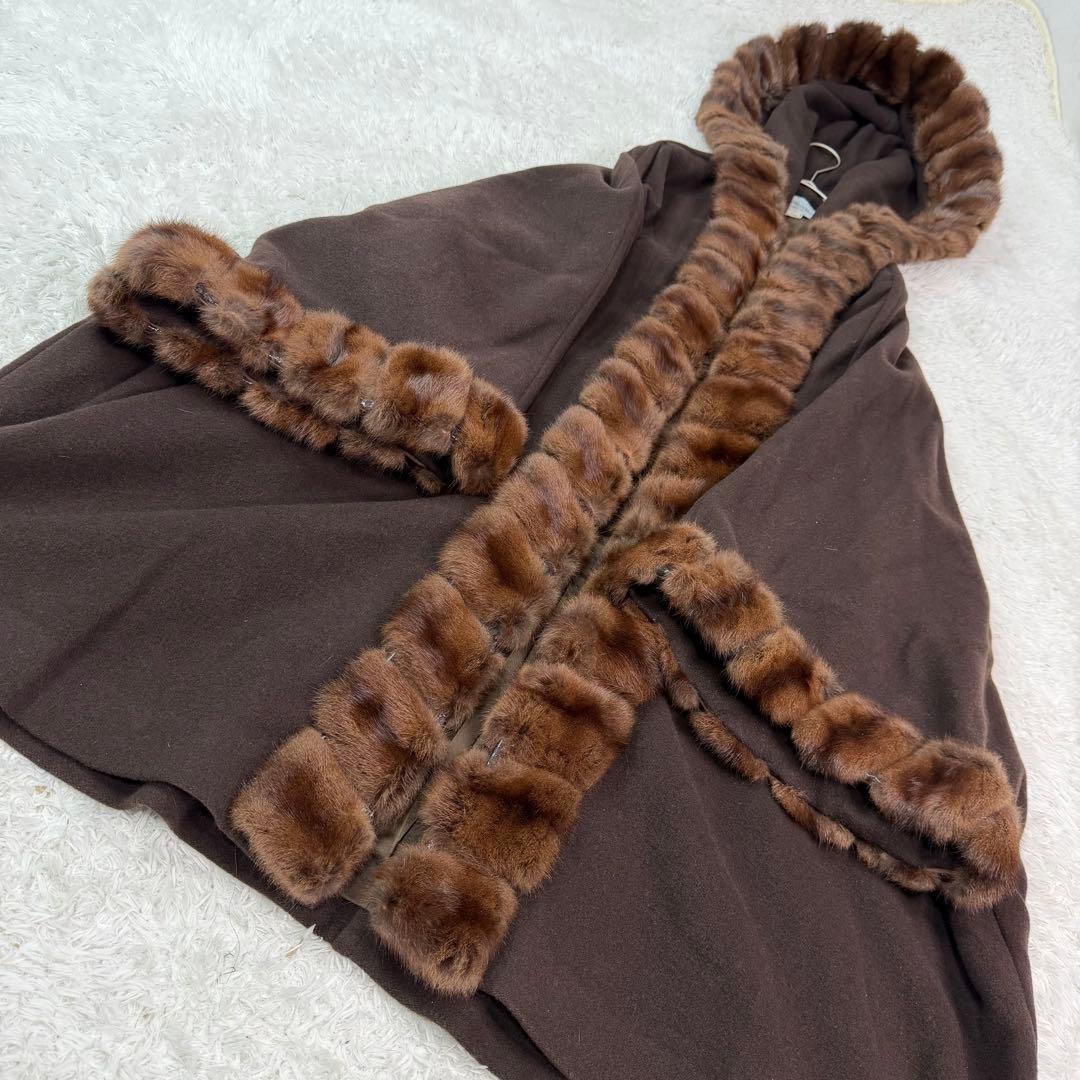 ポンチョ リアル ファー Clips Wanda Mode ウール アンゴラ混