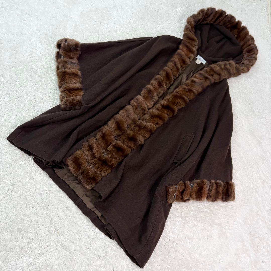 ポンチョ リアル ファー Clips Wanda Mode ウール アンゴラ混