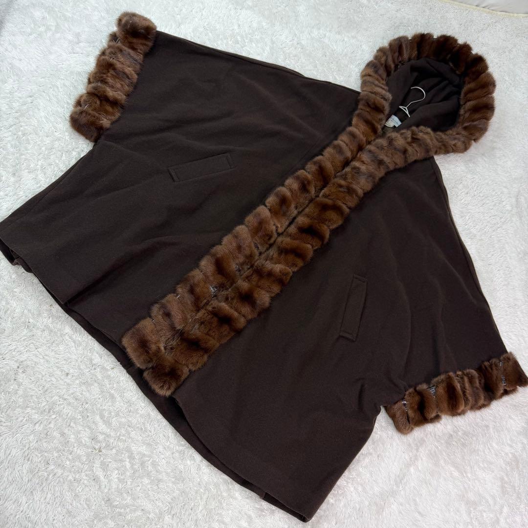 ポンチョ リアル ファー Clips Wanda Mode ウール アンゴラ混