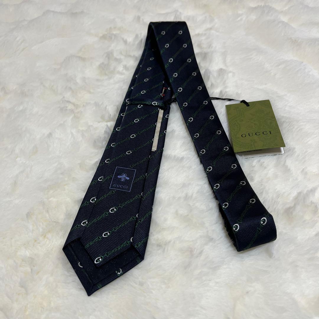 新品 GUCCI グッチ ネクタイ インターロッキングGチェーンシルク 現行品