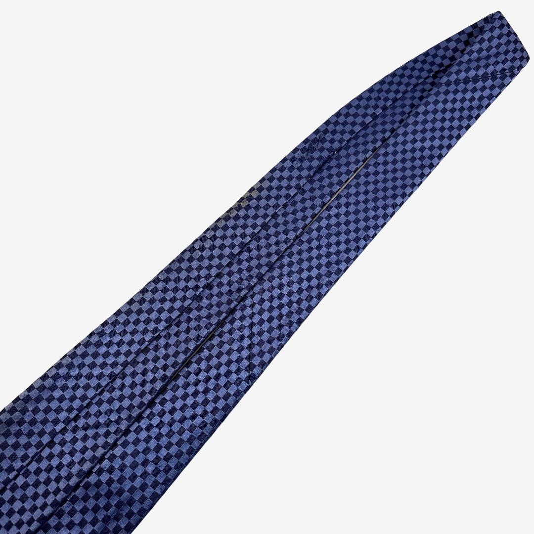 LOUIS VUITTON シルクネクタイ ダミエ柄 ブルー×ネイビー