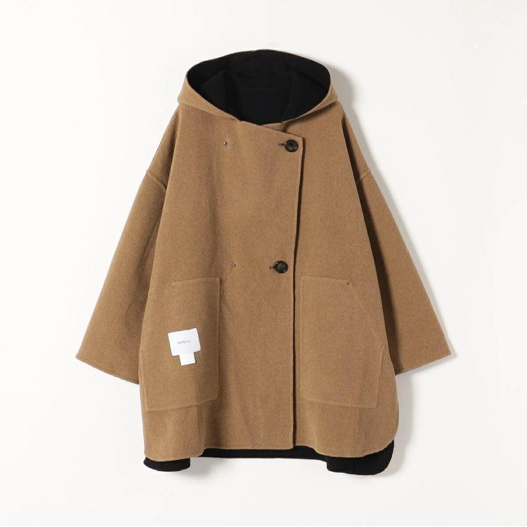 美品☆SHIPS any: リバー フーディー ポンチョ ハーフ コート